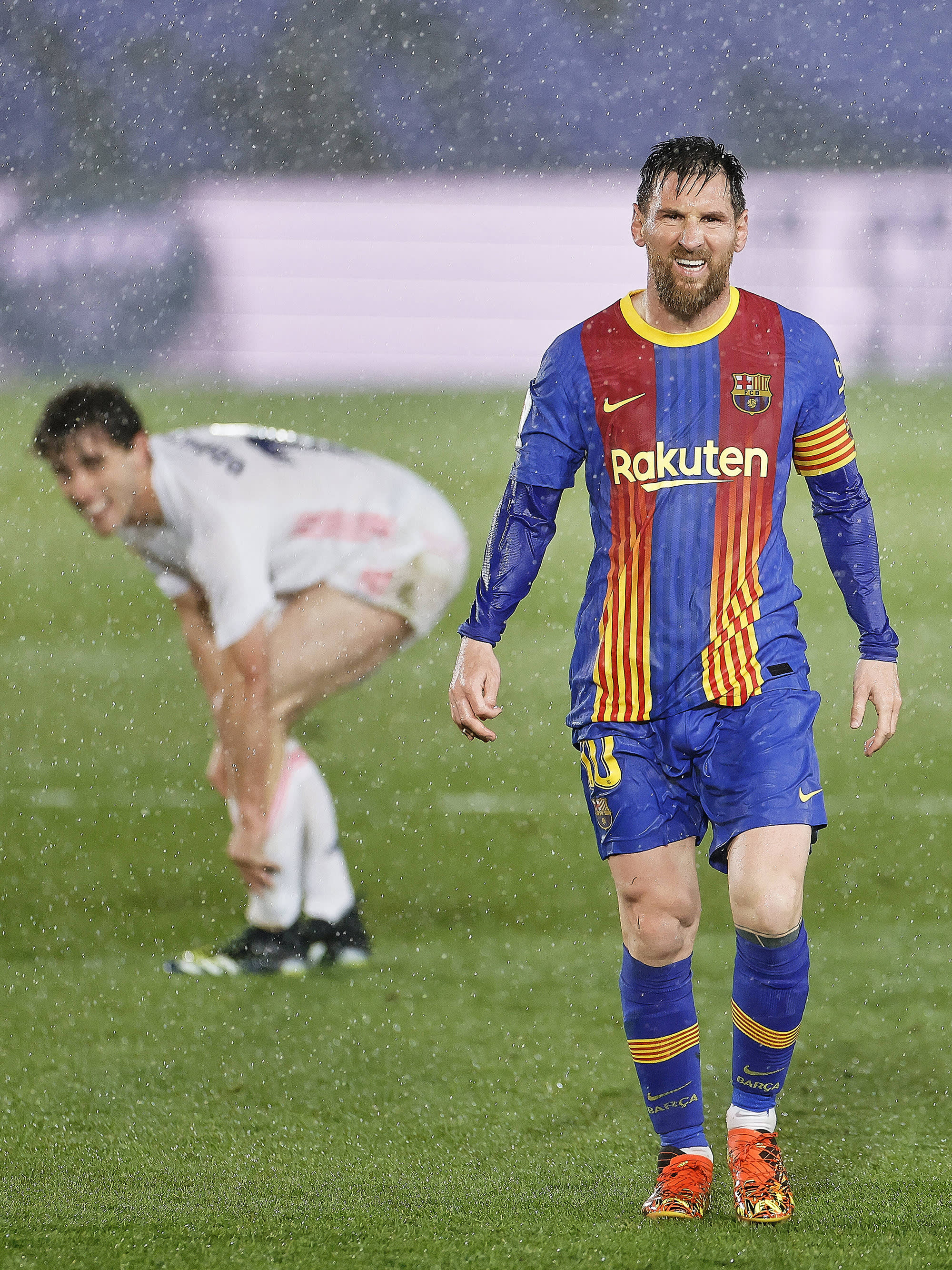 Lionel Messi räntäsateessa.