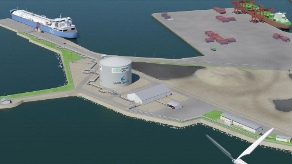 Havainnekuva Tornioon rakennettavasta LNG-teminaalista
