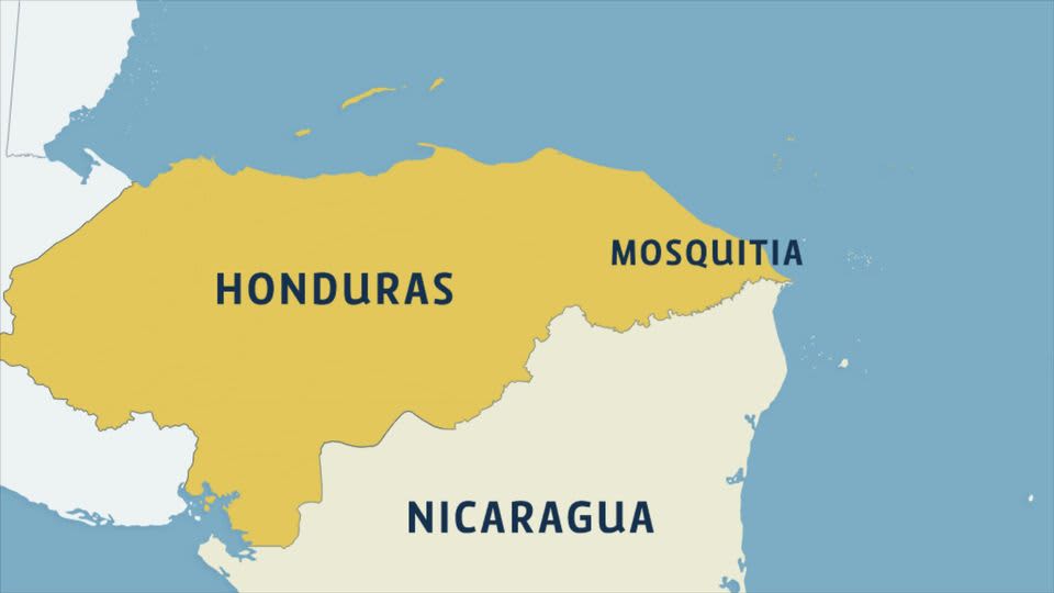 Löydetty kaupunki sijaitsee Mosquitian rannikon sademetsissä, Hondurasin itäosissa.