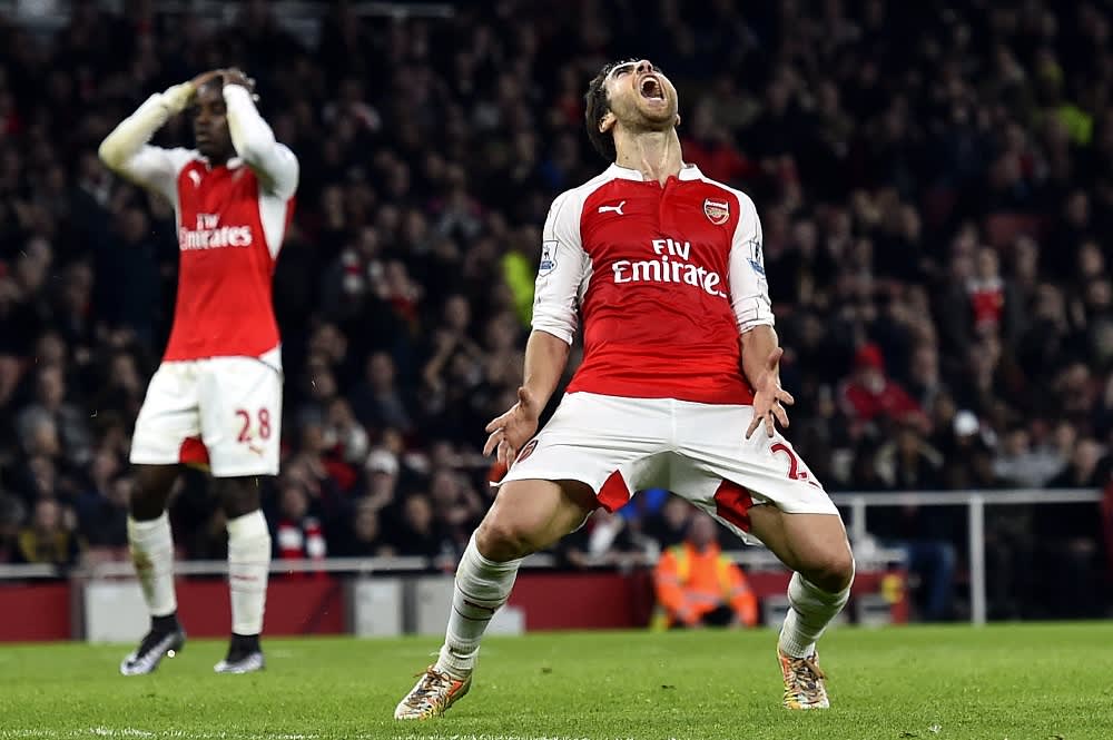 Arsenalin Mathieu Flamini purkaa turhautumistaan.