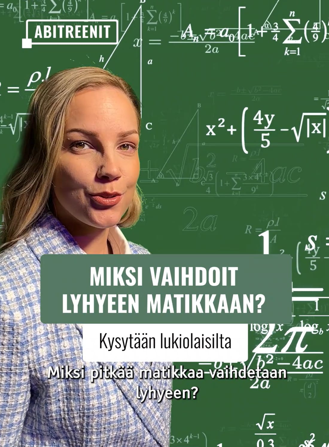 Lyhyeen matikkaan vaihtaminen abitreenit yle areena