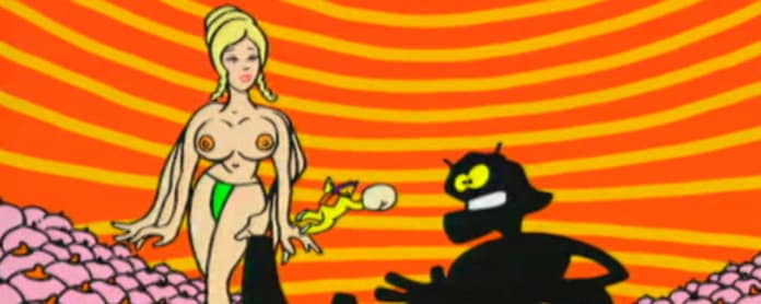 Kuvakaappaus E-rotic-yhyteen musiikkivideolta Fritz Love My Tits