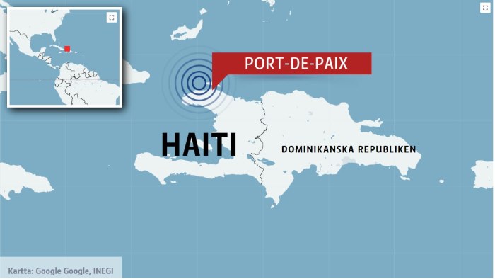 karta haiti dominikanska republiken Värsta jordskalvet sedan katastrofen 2010 har drabbat Haiti 