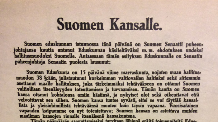 Suomen itsenäisyysjulistus | Elävä arkisto 