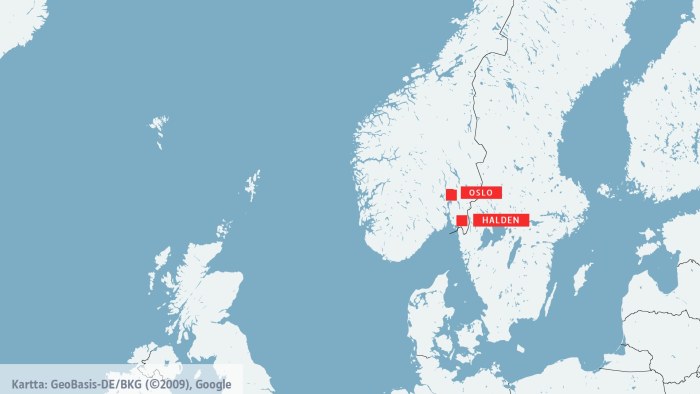 halden norge karta Mindre Radioaktiv Lacka I Norge Under Kontroll Utrikes Svenska Yle Fi halden norge karta