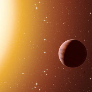 En konstruerad bild av en exoplanet. 