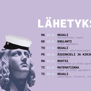 Abitreenien syksyn yo-koelähetysten aikataulu.