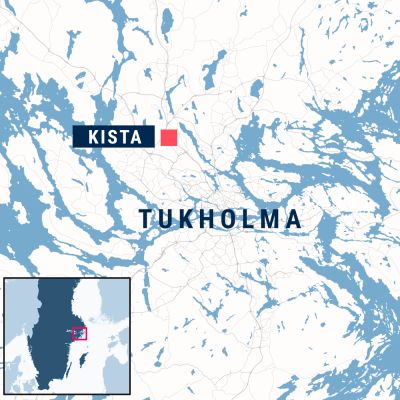 Tukholma ja Kistan kaupunginosa kartalla.