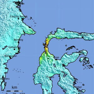 Epicentret för jordskalvet fanns nära staden Palu på ön Sulawesi