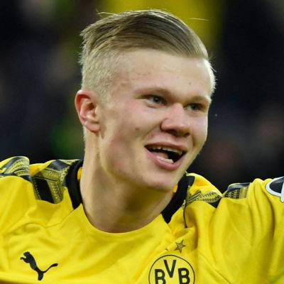 Erling Braut Håland firar mål i Borussia Dortmund (quiz).