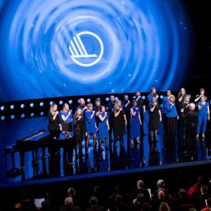 Kören Vocal Line uppträder på Nordiska rådets prisutdelning år 2021 i Köpenhamn