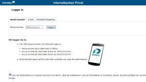 Några timmar efter betalningen fick kvinnan ett samtal av Nordea. Inloggningssida till Nordeas nätbank.