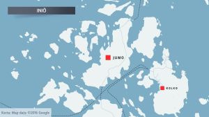 Det är ett pussel att ta sig mellan de olika holmarna i skärgården säger Kaija Hilke som bor på Kolko. Karta över Jumo i Iniö