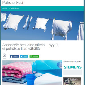 Kuvakaappaus MTV3:n Puhdas koti -teemasivustosta.