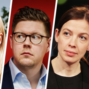 Kuvakollaasissa vasemmalta oikealle poliitikot Annika Saarikko, Sofia Virta, Antti Lindtman ja Li Andersson.