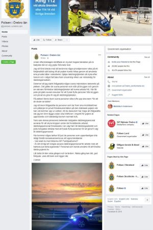 Skärmdump från polisens facebooksida. Skärmdump från Polisen i Örebros Facebookinlägg