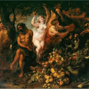 Rubensin maalaus Pythagoras puhumassa kasvissyönnin puolesta