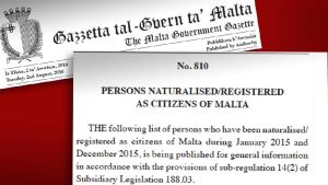 Affärsmannen fick ett maltesiskt pass 2015. Ett och ett halvt år senare fanns namnet med på en lista i den maltesiska statens officiella tidning. Dokument som handlar om att skaffa ett maltesiskt pass.