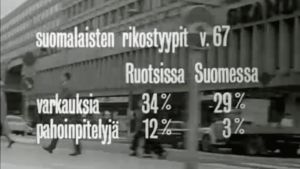Työtä, kielenopiskelua, koti-ikävää, rikollisuutta. Elävän arkiston ohjelmia ruotsinsuomalaisista Pysäytyskuva tv-ohjelmasta Finne - ruotsinsuomalaiset (1969)