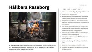 Staden har som strategiskt mål också att sänka skattesatsen. En sida i Raseborgs nya strategidokument 2018. En bild av en lägereld och två korvgrillare. Texten nämner bland annat målet att sänka skattesatsen.
