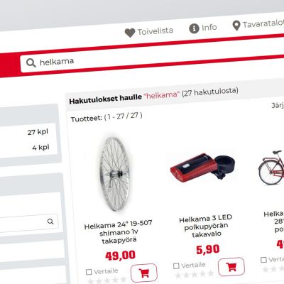 Kuvakaappaus Kärkkäisen nettisivuilta, jossa näkyy myynnissä olevia Helkaman tuotteita