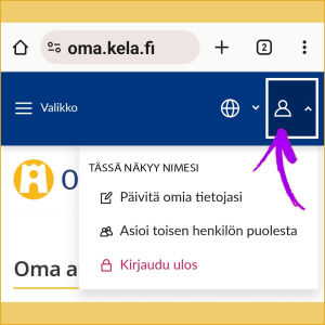 Kuvakaappaus Kelan sivuilta: Olet kirjautunut ulos.