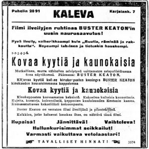 Buster Keatonin elokuvien mainos.