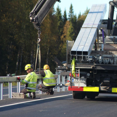 Kemi-Oulu moottoritien tietyömaa Simon kohdalla Maksniemessä
