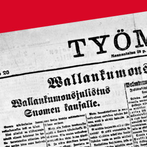 Työmies-lehden etusivu 28.1.1918: "Vallankumousjulistus Suomen kansalle."