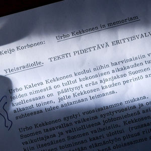 Urho Kekkosen nekrologi vuodelta 1978