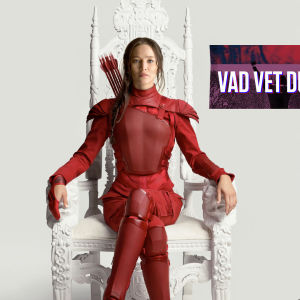 Jennifer lawrence i Hunger Games på tron med pilkoger på ryggen. Även text vad vet du om kultur?