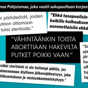 Lainauksia sterilisaatioita käsittelevistä nettikeskusteluista.