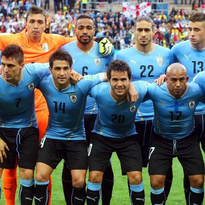 Uruguayn maajoukkueen aloituskokoonpano Brasilian MM-kisoissa 2014