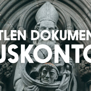 Battlen dokumentti: uskonto, taustakuvana Johanneksenkirkon fasadin patsas.