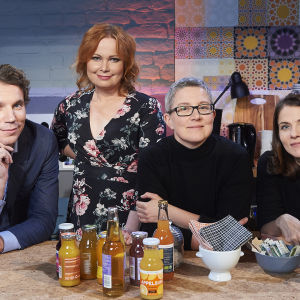 Kuvassa: Juha Itkonen, juontaja Niina Repo, Rita Paqvalen, Anna Paavilainen.