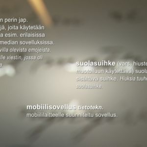 Kielitoimiston sananselitykset sanoista emoji, suolasuihke ja mobiilisovellus