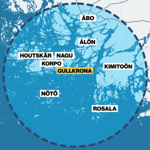 På det här området kommer Micke att röra sig. Allt inom en radie på 50 km från Gullkrona är intressant. En karta över området för Strömsös Närmat år 2020