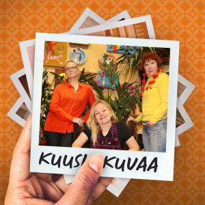 Ohjelman artikkelikuva, jossa pino neliönmuotoisia valokuvia. Päällimmäisenä Liksom Lux - yhtyeen jäseniä.