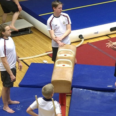 HGK:s gymnaster över sitt Gymnaestradaprogram under ledning av Thomas Hellstén, maj 2015