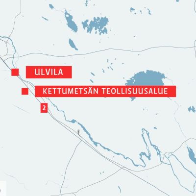 Kartta Ulvilan Kettumetsän teollisuusalue.