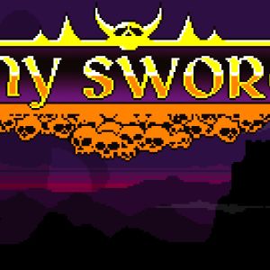 Titelbilden till spelet Thy Sword. Det står Thy Sword mot en skymningsbakgrund.