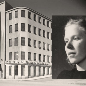 Sibelius-Akatemian rakennus vuonna 1946 ja Meri Louhos 1943.