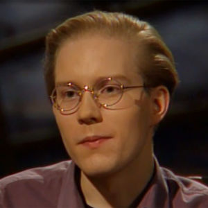 Pekka Himanen Maarit Tastulan haastattelussa vuonna 1994.