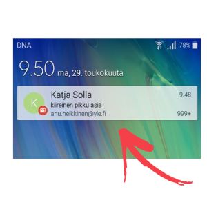 När du har färre popup-fönster kan du själv välja när du kollar dina meddelanden. Skärmdump från en Samsung A5 telefon på meddelande-inställningar.