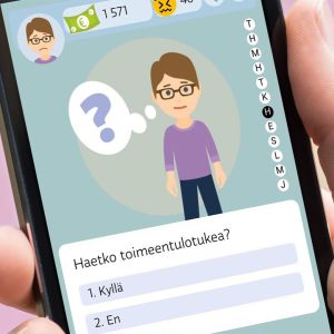 Vuoteni köyhyysrajalla ohjelma mobiililaitteessa