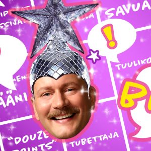 Mikko Silvennoinen hassussa hatussa, bingolomake taustalla