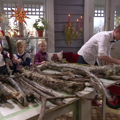 Kvistarna sorteras efter längd och storlek.