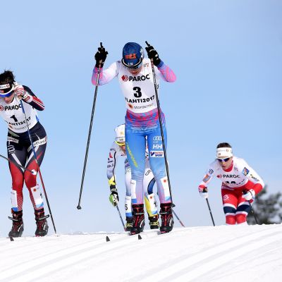 Marit Bjørgen, Charlotte Kalla ja Krista Pärmäkoski.