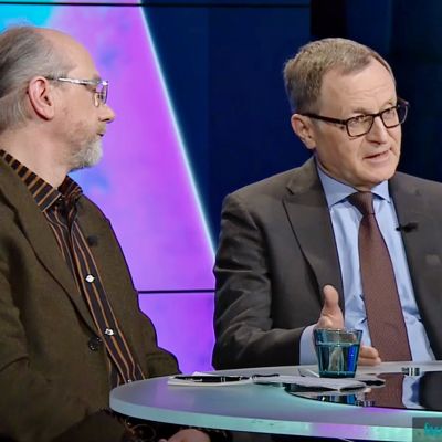 Jarmo Koponen ja Hannu Himanen A-studiossa maanantaina 3. huhtikuuta.