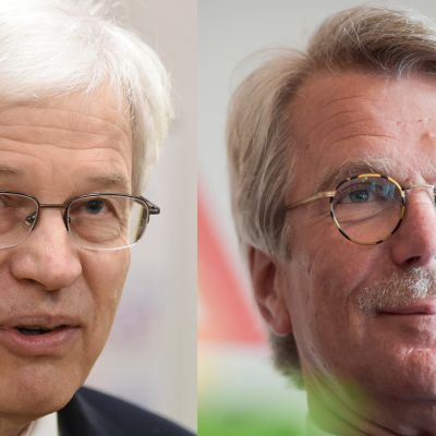 Talousnobelisti Bengt Holmström (vas.) ja Sammon ja Nordean hallitusten puheenjohtaja Björn Wahlroos.